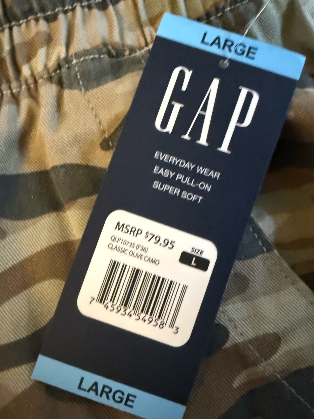 NWT Camo Cargo Jogger Pants Green Pull On Utility Military Streetwear Large Gap - Picture 4 of 6